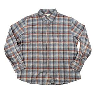 Carbon2Cobalt Flannel Shirt Mens XL Blue Orange Plaid Cotton Button Down